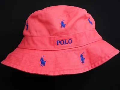 New!* Polo Ralph Lauren Hat -l Xl -pink Blue Allover Pony Dot Bucket Chino Twill • $27.99