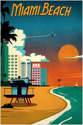 Miami Beach - Florida - Vintage Travel Poster Retro Posters • $24.99