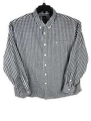 Dockers Men's 2XL Long Sleeve Button Up Blue Check Cotton Blend Adult Shirt A9 • $3.75