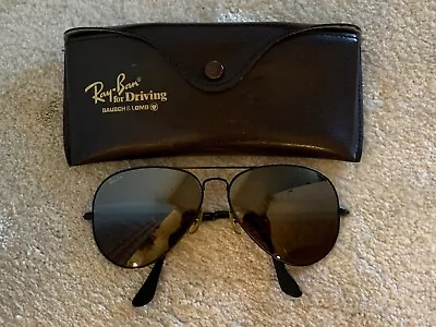 Vintage 80s Ray-Ban B&L Bausch & Lomb Driving Series Aviator Black Frame 62mm • £62.99