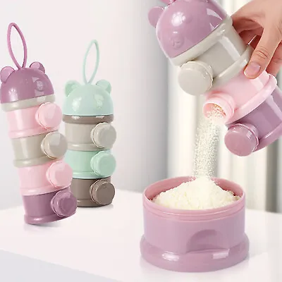 3/4 Layer Milk Powder Dispenser Baby Feeding Formula Storage Pot Container UK • £8.98