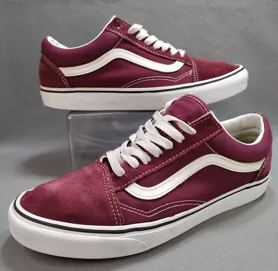 Vans Old Skool Sk8 Low Suede Skateboarding Shoes Burgund Red White Mens Size 9.5 • $15.99