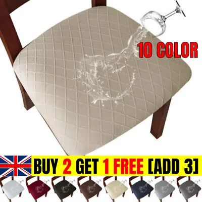 Kitchen Dining Chair Seat Covers Stretch Waterproof Cushion Slipcovers Protector • £8.43