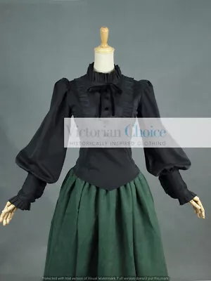 Black Victorian Gothic Women Vintage Blouse Shirt Steampunk Cosplay Top B018 • $79