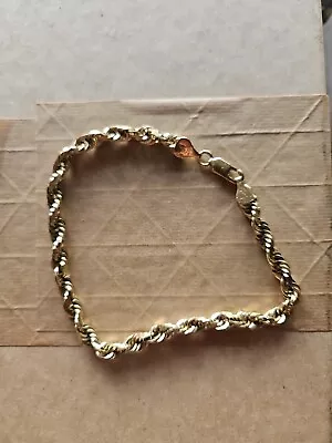 10k Yellow Gold Mens 5mm Diamond Cut Rope Genuine Link Bracelet 8  (0.435 OZ) • $300