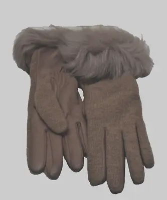 UGG Australia Leather Palm Knit Touch Gloves Stormy Grey Multi Size Small New! • $46.99