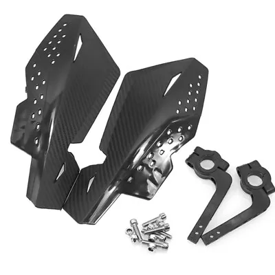 $24.82 • Buy 2x Motorcycle Handlebar Handguard Hand Shield Protector Black Carbon Fiber Look