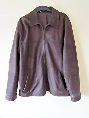 M&s Marks And Spencer Large L 100% Leather Jacket Brown 41 - 43  Chest Mens Coat • £34.99