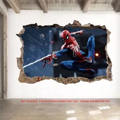 3d Marvel Spiderman Hole In Wall Sticker Art Decal Decor Kids Bedroom Decoratio • £4.99