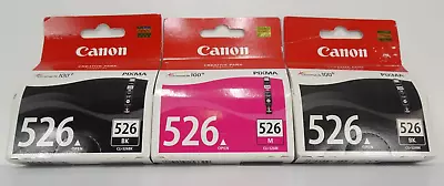3 X Genuine Canon Ink Cartridges - CLI-526M-CLI-526BK • $29.95