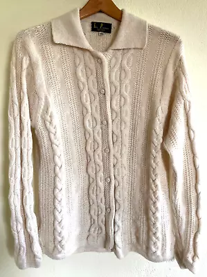 Leo Peressi Womens XXL 100% Peruvian Alpaca Wool Cardigan Sweater Ivory/Cream • $49.99