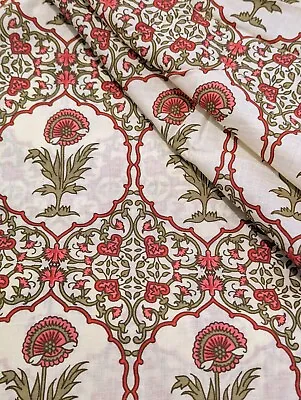 Floral 100% Cotton Ikat Batik Hand Block Printed Dress Material Craft Fabric • £10.25