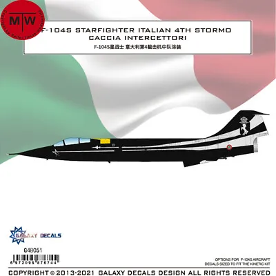 1/48 F-104S Starfighter Italian 4th Stormo Caccia Intercettori Decal For Kinetic • $15