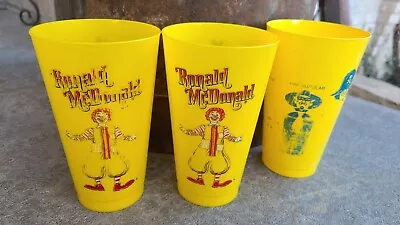Vintage Collector's  Cups  Ronald McDonald Lot Of 3  Yellow Plastic AMOCO • $9