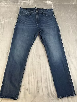 Calvin Klein Jeans Mens 36 X34 Blue Straight Wash Stretch Denim CKJ035 • $18.99