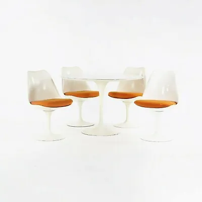 1960s Eero Saarinen For Knoll Tulip Dining Table And 4x White Tulip Side Chairs • $6950