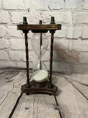 Vintage Hourglass - Metal Wood & Glass - Timer: 31 Minutes • $42
