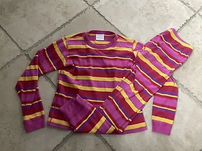 HANNA ANDERSSON Pink Striped Loose Vtg Organic Long Pajamas Size 140 (10) • $18