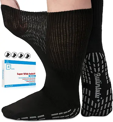Extra Wide Diabetic Socks For Men Women Edema Socks For Swollen Feet - 4 Pairs • $31.84