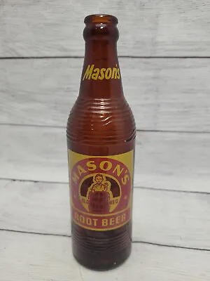 Vintage 1952 Mason's Root Beer Bottle Glass Empty Brown Amber • $12.99