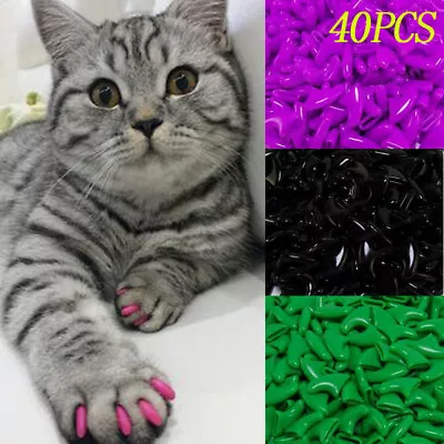 40pcs Silicone Soft Cat Nail Cap Cat Paw Claw Pet Cat Nail Cover Nail Protector. • $3.83