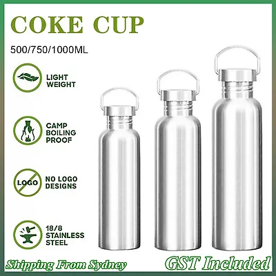$14.45 • Buy 500/750/1000ml Stainless Steel Water Bottle Motivational Sports  Flask Drink Cup