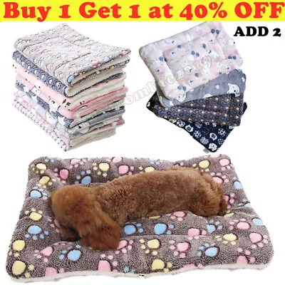 £6.79 • Buy Pet Mat Paw Prints Dog Cat Puppy Fleece Soft Warm Blanket Bed Cushion Mattress.