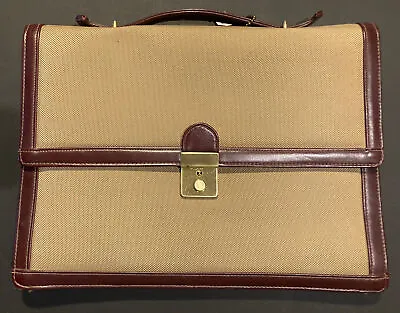 Vintage Estee Lauder By Myers Brown Leather LOCKING Briefcase Document Bag HTF! • $149.99