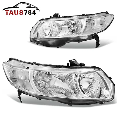 Chrome Clear Headlights Assembly For 2006-2011 Honda Civic Coupe 2Dr Coupe 06-11 • $90.99