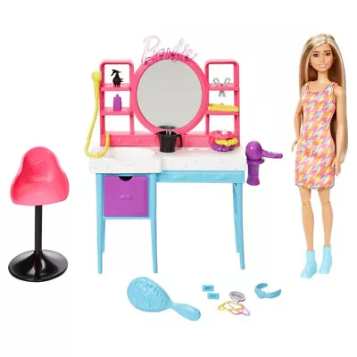 Barbie Doll And Hair Salon Playset Color Change Hair Playset • $87.11