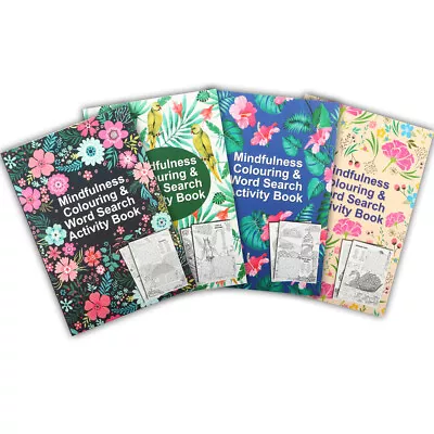 Office Central® 4PK Adult Colouring & Word Search Books Mindfulness Relaxing  • $20.95