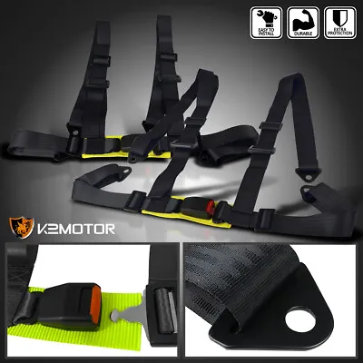 Fits 2X Black 4-Point Harness Racing Seat Belts Snap-In Buckle Nylon Strap • $36.38