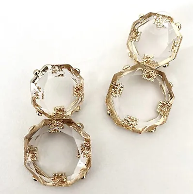 NWT ZARA Transparent Crystals JEWEL EARRINGS HOLIDAY PARTY • $17.60
