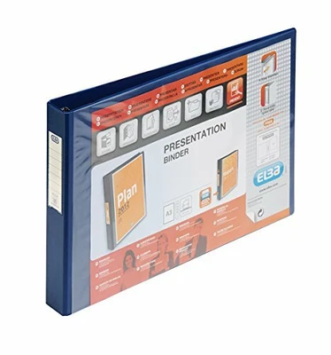 £21.41 • Buy Elba, Ring Binder A3, Landscape, 4 Ring, Plastic, Blue, 1 Folder