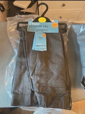 Grey 2 Pack Boys School Trousers Age 6-7 With Adjustable Waist M&S  • £7