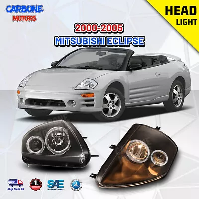 Headlights For 00-05 Mitsubishi Eclipse Dual Halo Projectors Lamps Black/Clear • $149.99