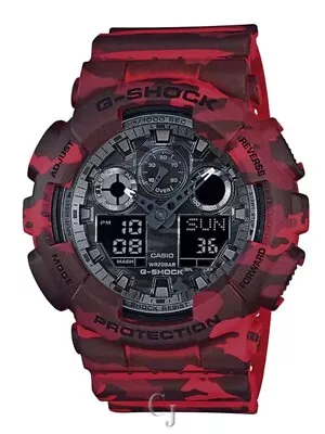 G-shock Analog-digital Ga-100 Series Red Camouflage Men’s Watch Ga100cm-4a • $185