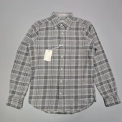 GANT Rugger Mens Shirt Grey Small Melange Twill Check Cotton Button Up • £44.99