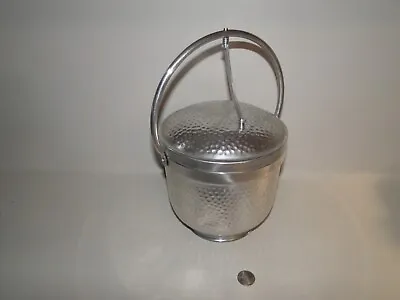 Vintage Hammered Aluminum Ice Bucket Made In Italy  W/ Lid Handle SB-501 • $22