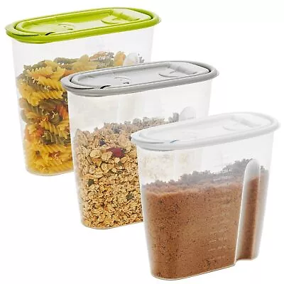 3 Pcs Airtight Plastic Dry Food Cereal Kitchen Storage Box Dispenser Container • £4.49