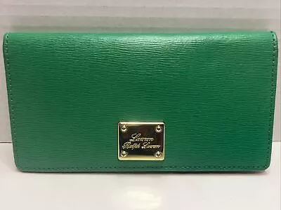 Lauren Ralph Lauren Emerald Green Leather Slim Wallet RL Sloan Gold Nameplate.🔥 • $44.75