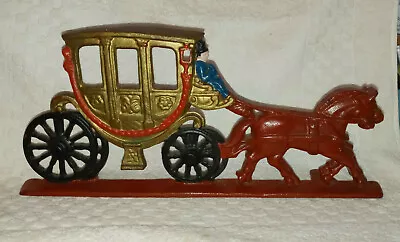 Antique Vintage Horse And Royal Carriage Door Stop Cast Iron • $14.99