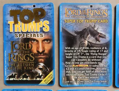 Lord Of The Rings The Return Of The King  Top Trump Specials. • £6
