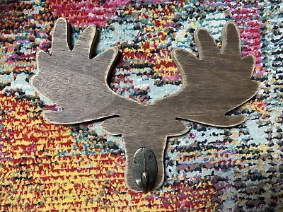 Moose Antlers Wooden Rustic Cabin Hook Wall Home Decor 6  X 8  NEW Wall Hanger  • $13.99