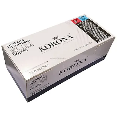 £22.99 • Buy KORONA SLIM WHITE 250 Filter TUBES Tip Paper Smoking Cigarette Tobacco UK FREE