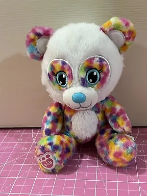 Build A Bear 7  Plush Smallfrys Mini Rainbow Confetti Blue Nose Panda Bear • $8.99