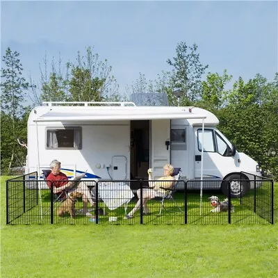 Dog Playpen Metal Pet Exercise Pen Outdoor Indoor Fence W/Door Black 8 Panel • $51.99