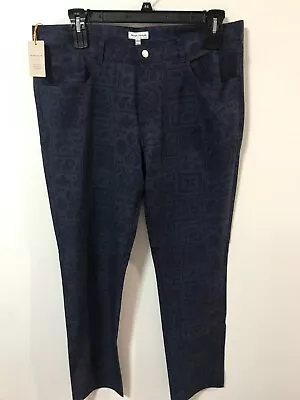 Peter Millar Crown Sport Mens Size 36x32 Navy Paisley Print Five-Pocket Pants • $67.49