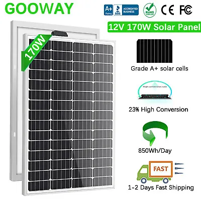 12V Solar Panel 170W 200W Mono Home Off Grid Power For RV Boat Caravan Campervan • £84.99