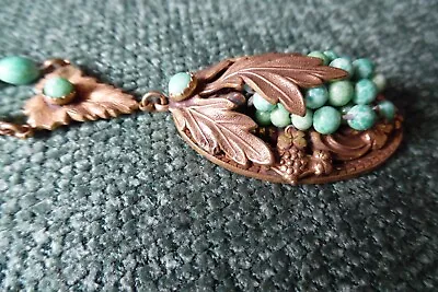 Vintage Czech Green Grape Cluster Pendant Necklace • $55